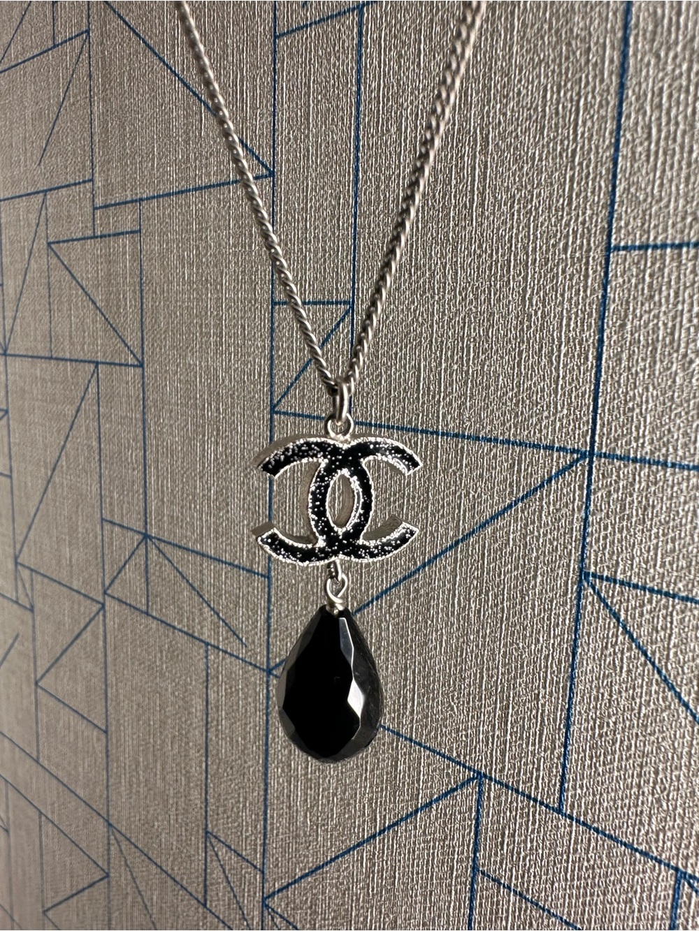 Chanel Fall 2010 B10A Shimmer CC Teardrop Pendant Necklace with Box
